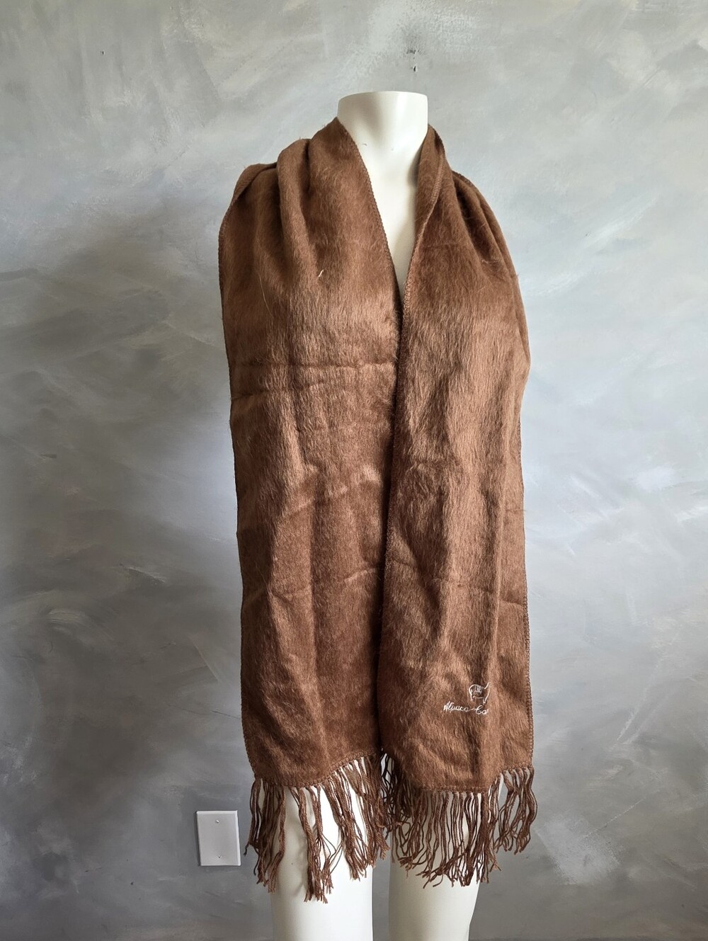 Alpaca Camargo Brown Scarf Fringe 74'L